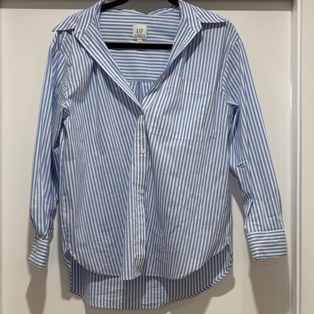 GAP Maternity Classic Blue and White Striped Shirt
